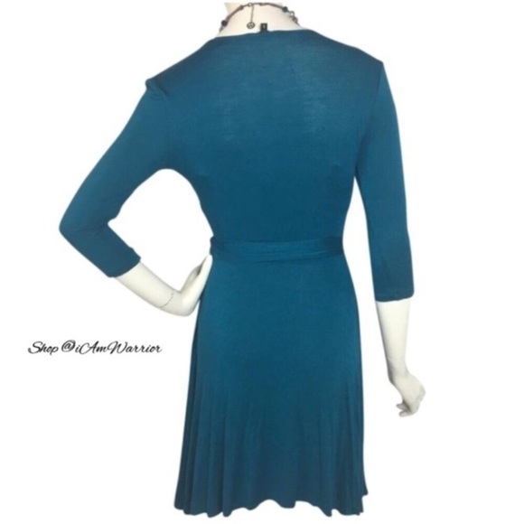 Tart teal asymmetrical wrap dress *shop@iamwarrior - Picture 3 of 9